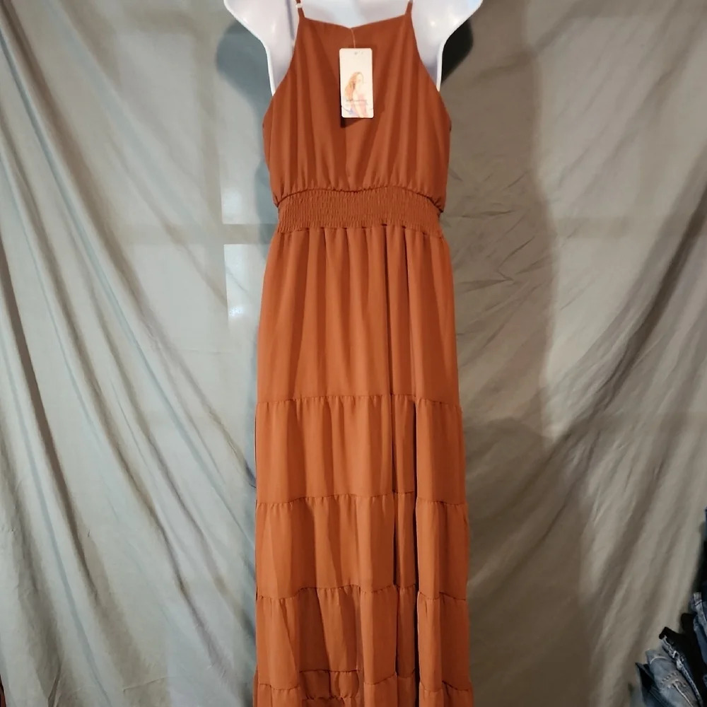 Pretty Garden NWT Chic Midi Dress in Warm Brown SIZE S - Picture 6 of 11
